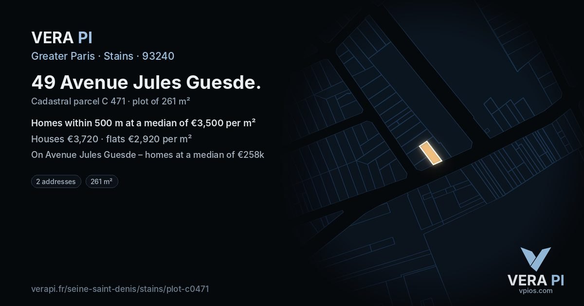 49 Avenue Jules Guesde, Stains at night – the plot lit, the parcels around coloured by the prices near them