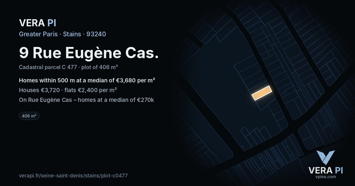 9 Rue Eugène Cas, Stains at night – the plot lit, the parcels around coloured by the prices near them