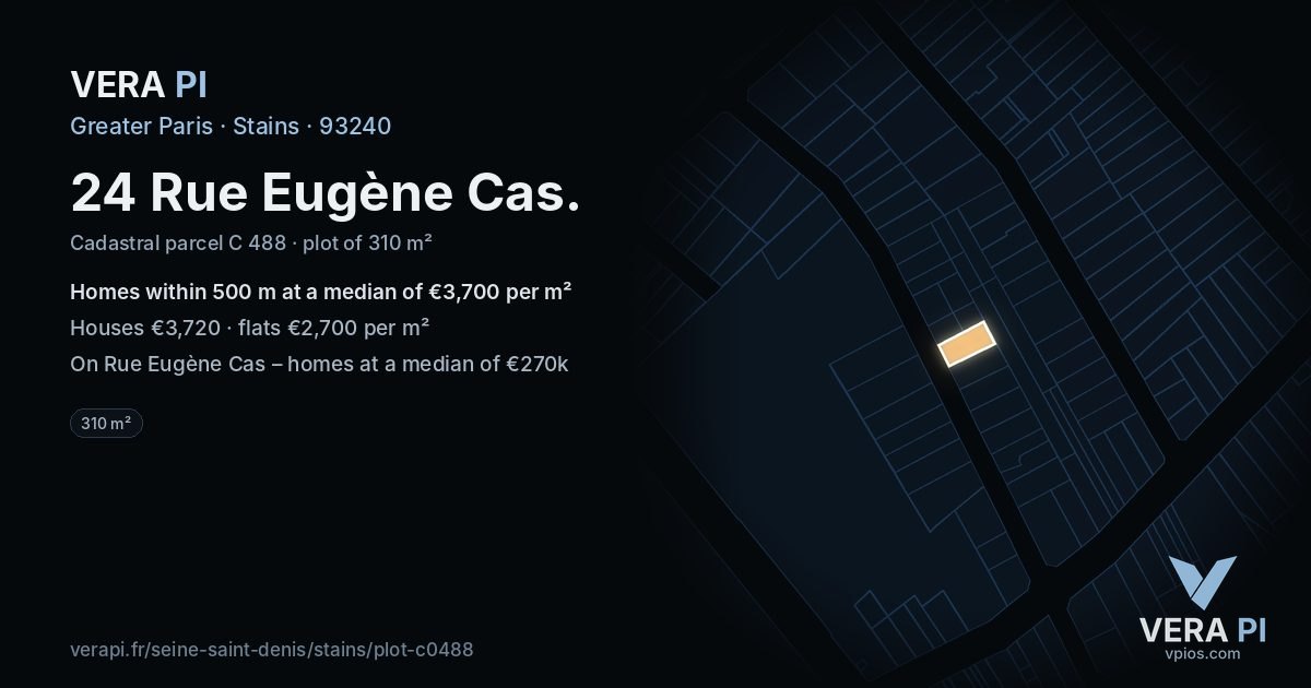 24 Rue Eugène Cas, Stains at night – the plot lit, the parcels around coloured by the prices near them