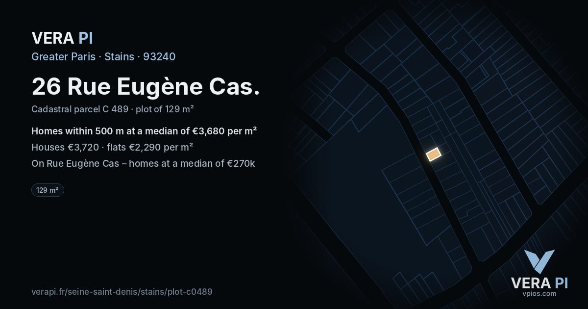 26 Rue Eugène Cas, Stains at night – the plot lit, the parcels around coloured by the prices near them