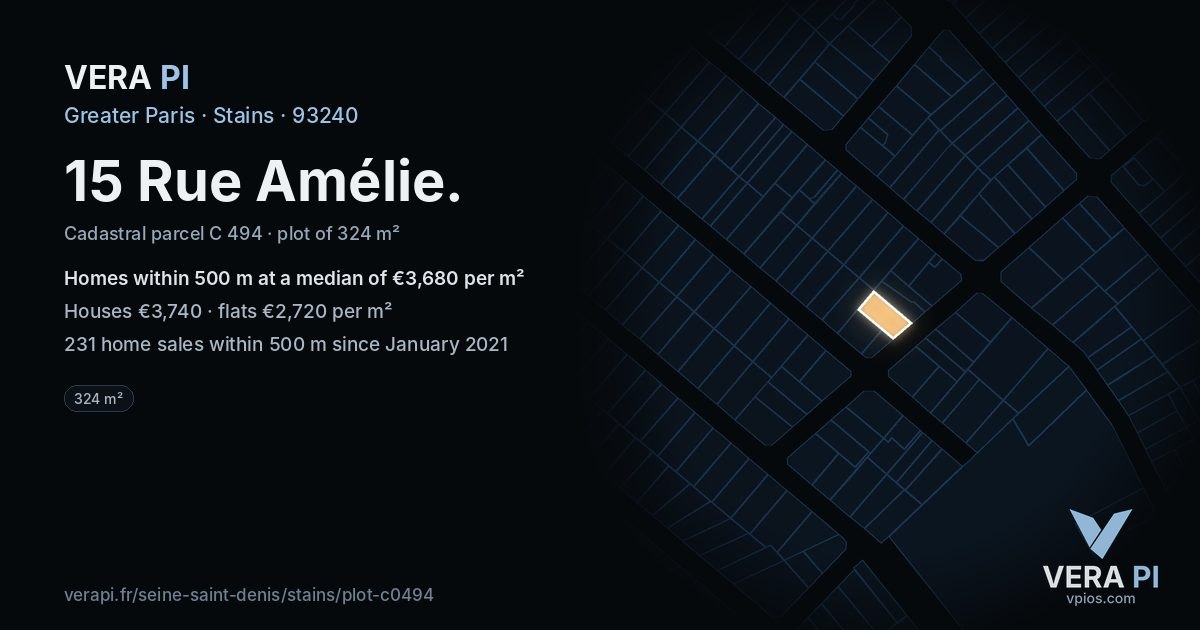 15 Rue Amélie, Stains at night – the plot lit, the parcels around coloured by the prices near them
