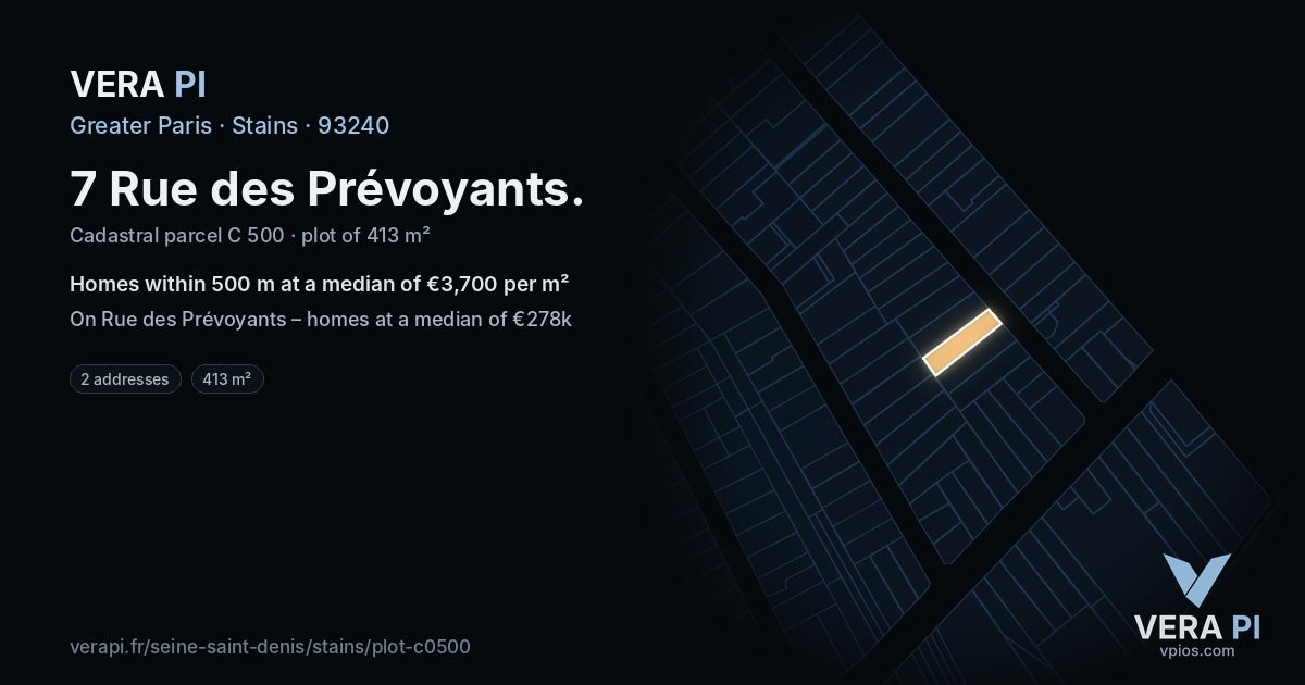 7 Rue des Prévoyants, Stains at night – the plot lit, the parcels around coloured by the prices near them