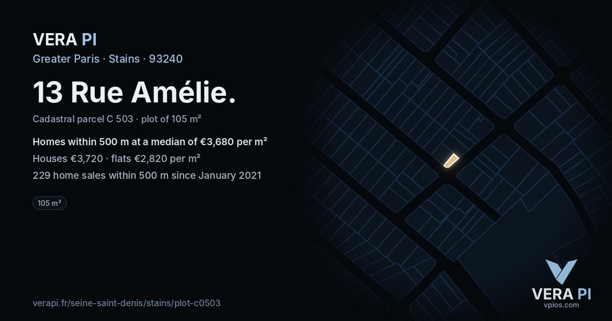 13 Rue Amélie, Stains at night – the plot lit, the parcels around coloured by the prices near them