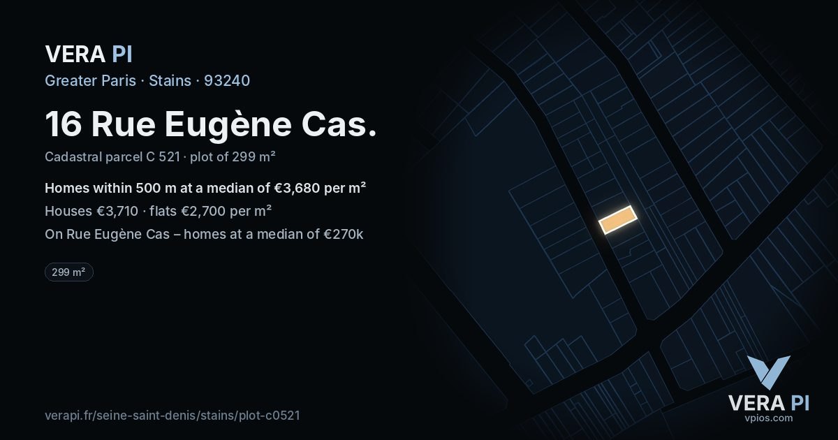 16 Rue Eugène Cas, Stains at night – the plot lit, the parcels around coloured by the prices near them
