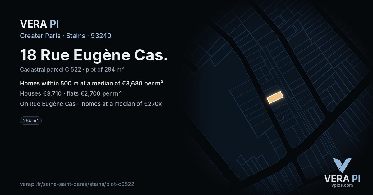 18 Rue Eugène Cas, Stains at night – the plot lit, the parcels around coloured by the prices near them