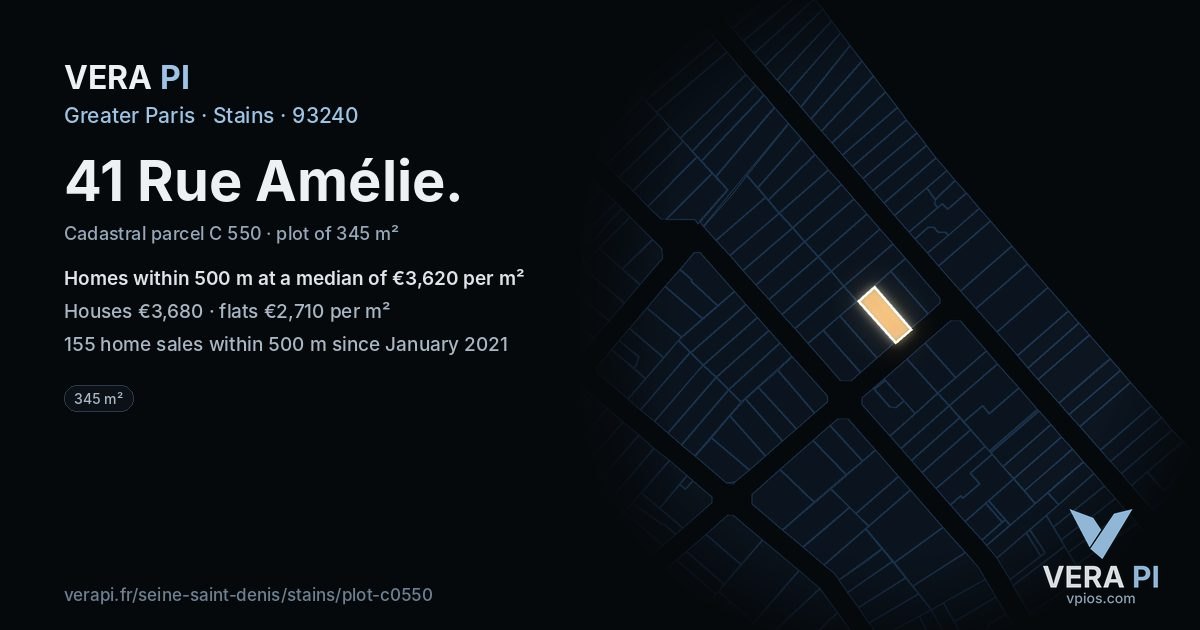 41 Rue Amélie, Stains at night – the plot lit, the parcels around coloured by the prices near them