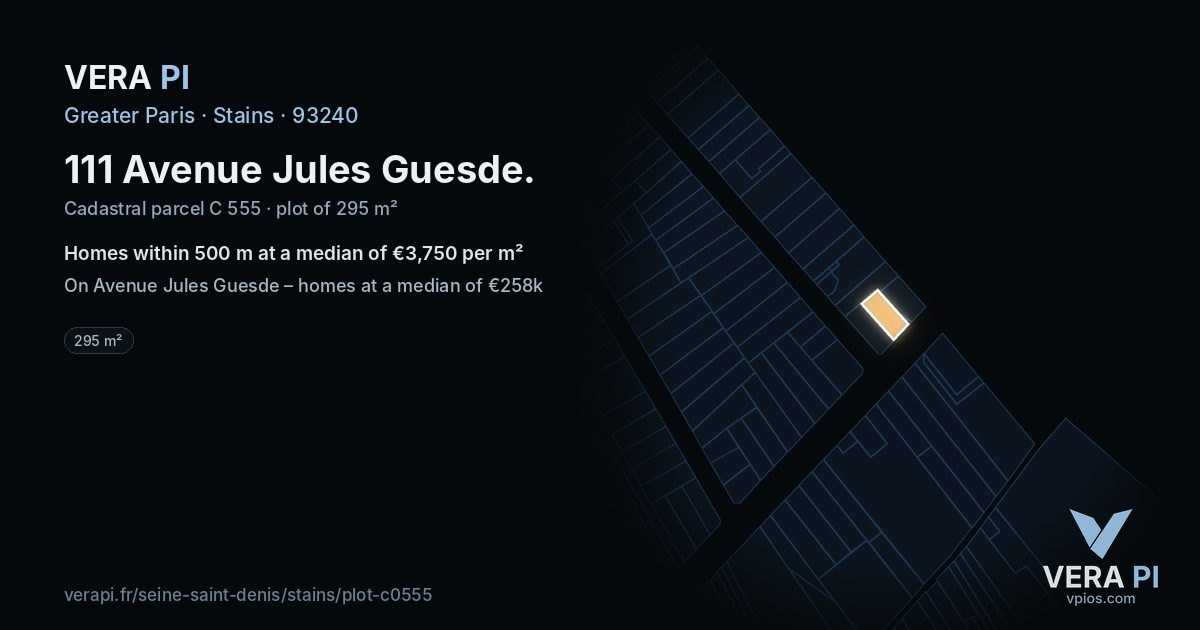 111 Avenue Jules Guesde, Stains at night – the plot lit, the parcels around coloured by the prices near them