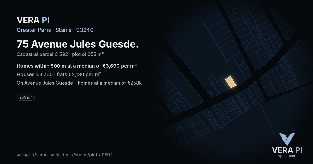 75 Avenue Jules Guesde, Stains at night – the plot lit, the parcels around coloured by the prices near them