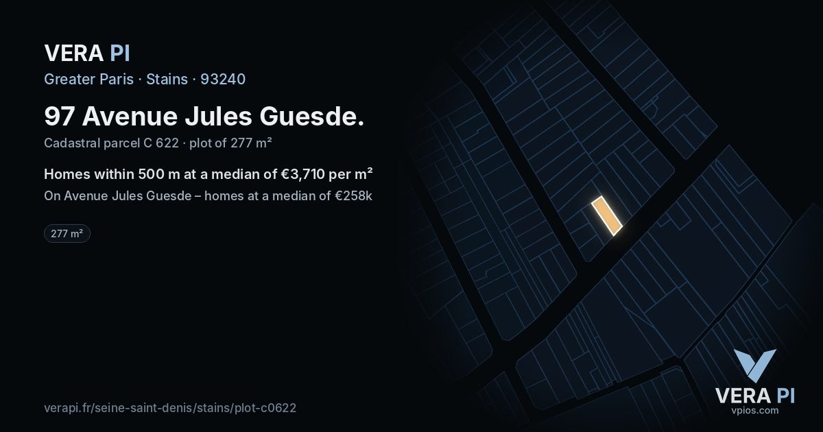 97 Avenue Jules Guesde, Stains at night – the plot lit, the parcels around coloured by the prices near them
