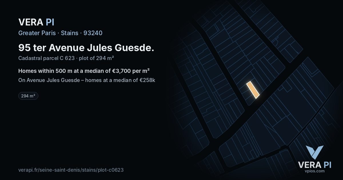 95 ter Avenue Jules Guesde, Stains at night – the plot lit, the parcels around coloured by the prices near them