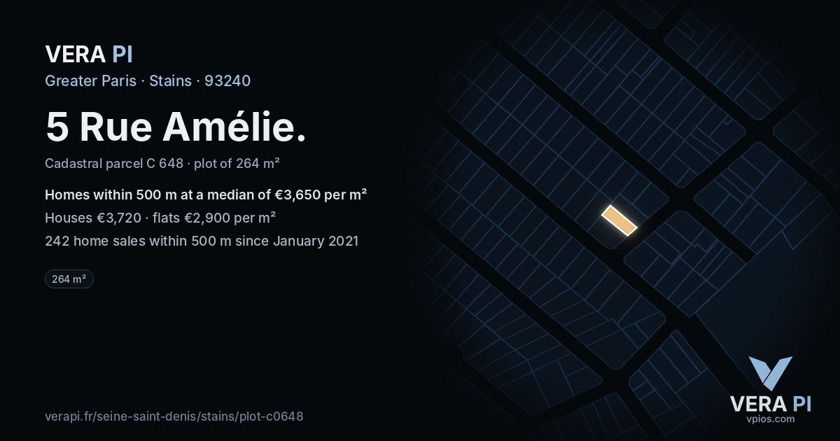 5 Rue Amélie, Stains at night – the plot lit, the parcels around coloured by the prices near them