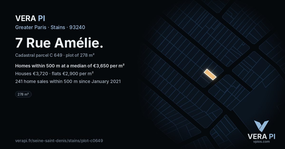 7 Rue Amélie, Stains at night – the plot lit, the parcels around coloured by the prices near them