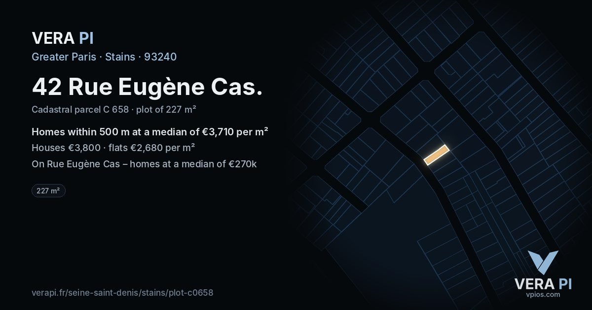 42 Rue Eugène Cas, Stains at night – the plot lit, the parcels around coloured by the prices near them