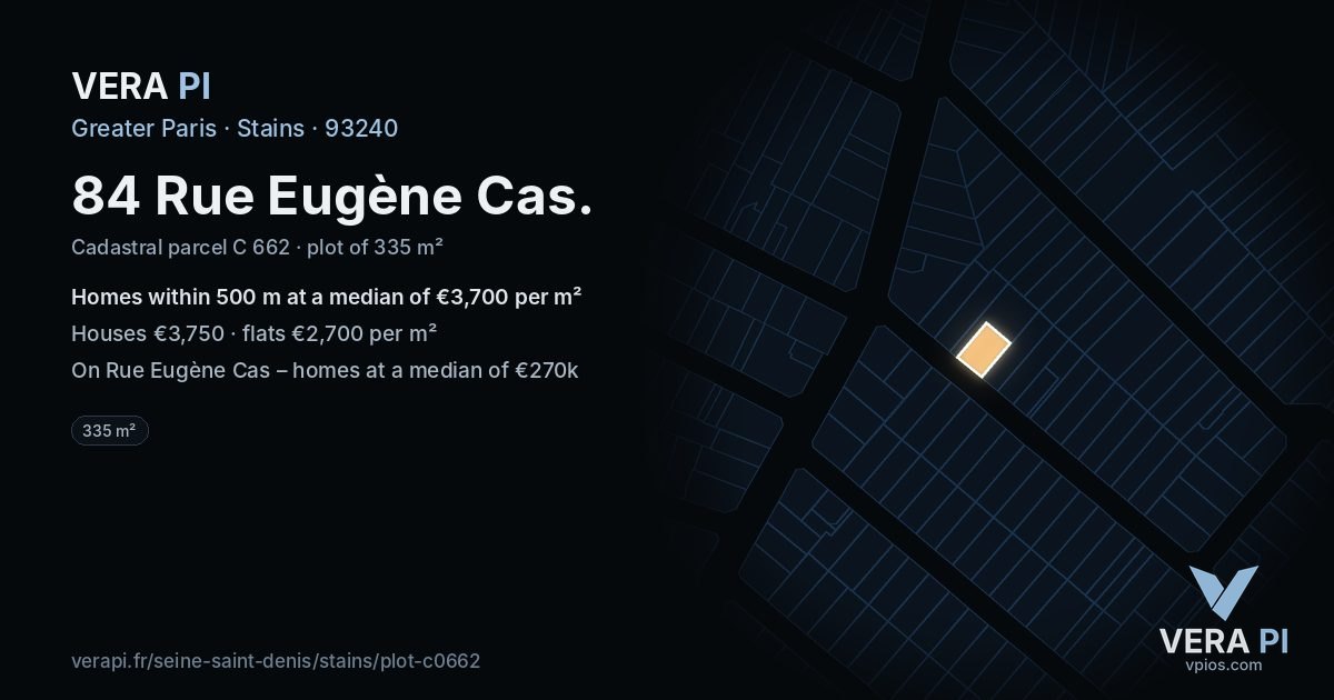 84 Rue Eugène Cas, Stains at night – the plot lit, the parcels around coloured by the prices near them