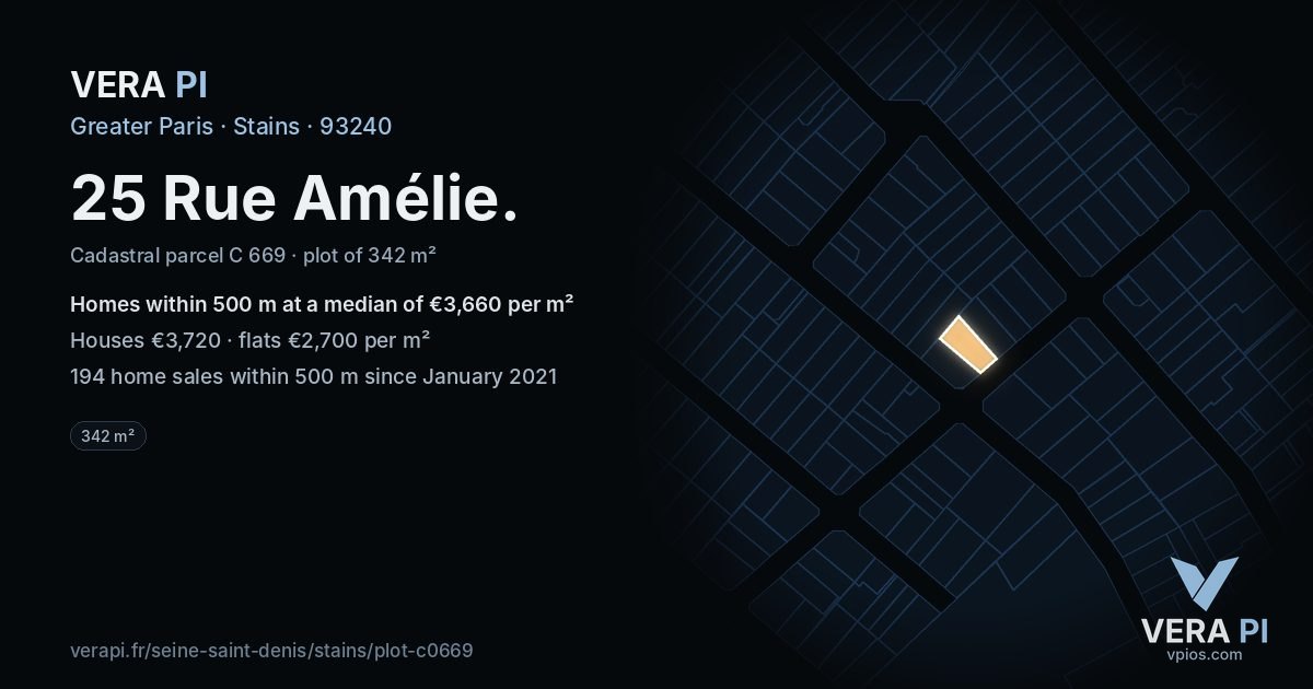 25 Rue Amélie, Stains at night – the plot lit, the parcels around coloured by the prices near them
