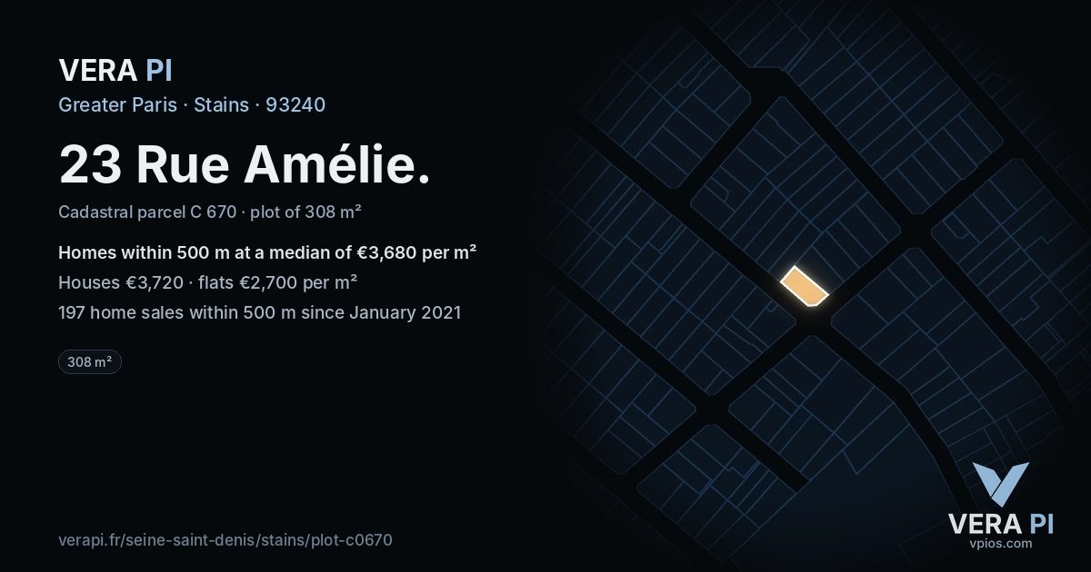 23 Rue Amélie, Stains at night – the plot lit, the parcels around coloured by the prices near them