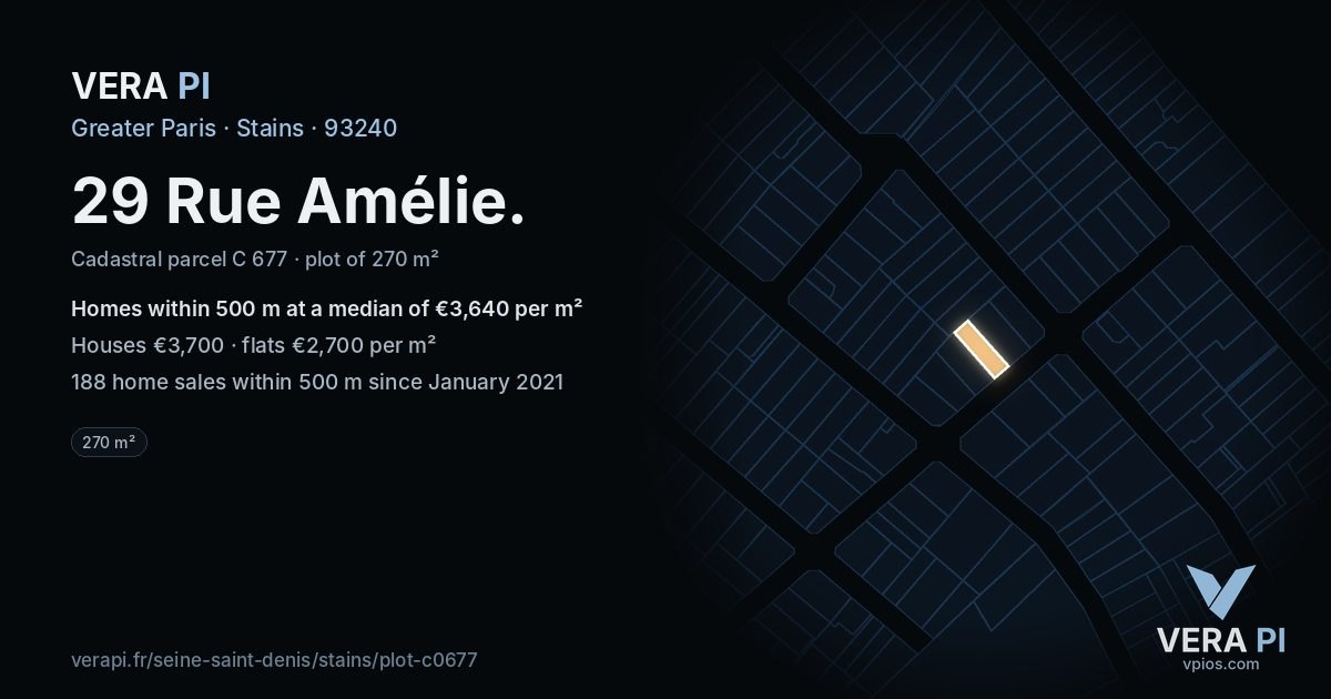 29 Rue Amélie, Stains at night – the plot lit, the parcels around coloured by the prices near them