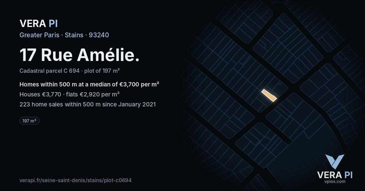 17 Rue Amélie, Stains at night – the plot lit, the parcels around coloured by the prices near them