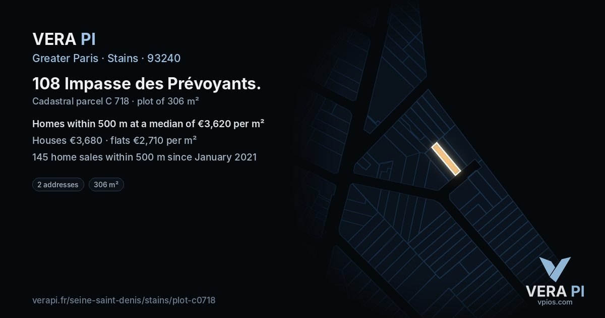 108 Impasse des Prévoyants, Stains at night – the plot lit, the parcels around coloured by the prices near them