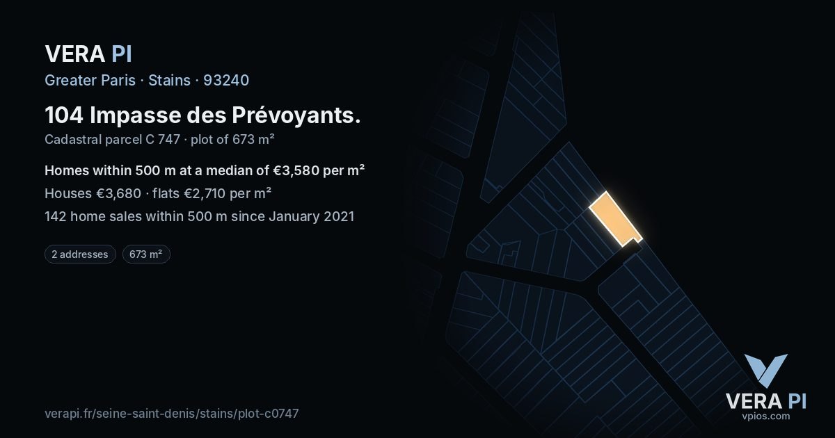 104 Impasse des Prévoyants, Stains at night – the plot lit, the parcels around coloured by the prices near them