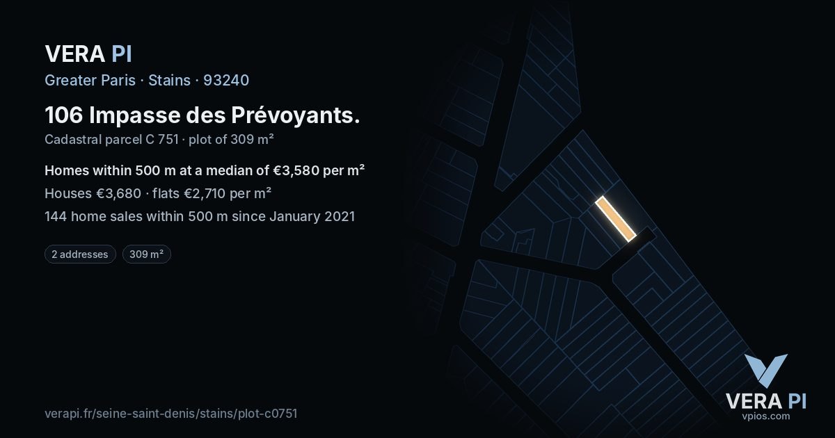 106 Impasse des Prévoyants, Stains at night – the plot lit, the parcels around coloured by the prices near them