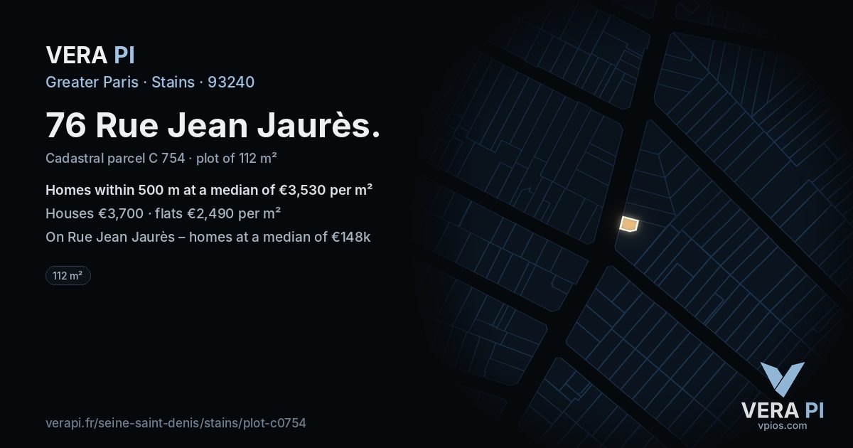 76 Rue Jean Jaurès, Stains at night – the plot lit, the parcels around coloured by the prices near them