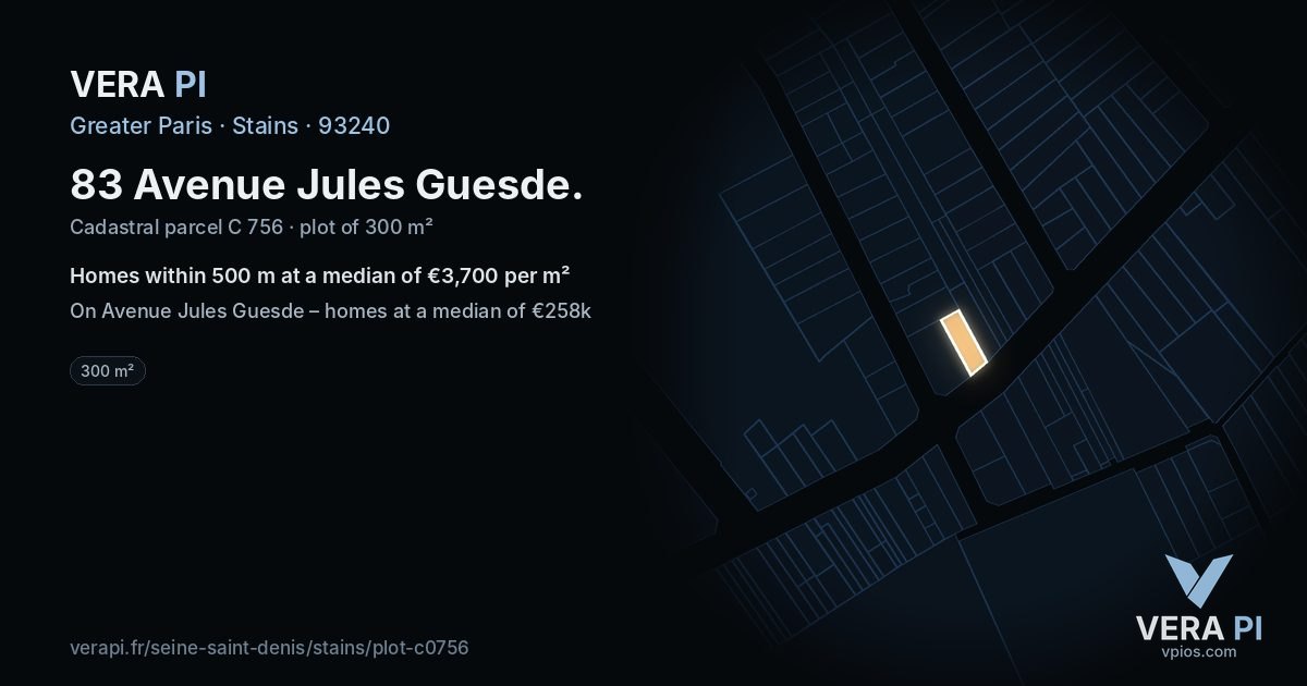 83 Avenue Jules Guesde, Stains at night – the plot lit, the parcels around coloured by the prices near them