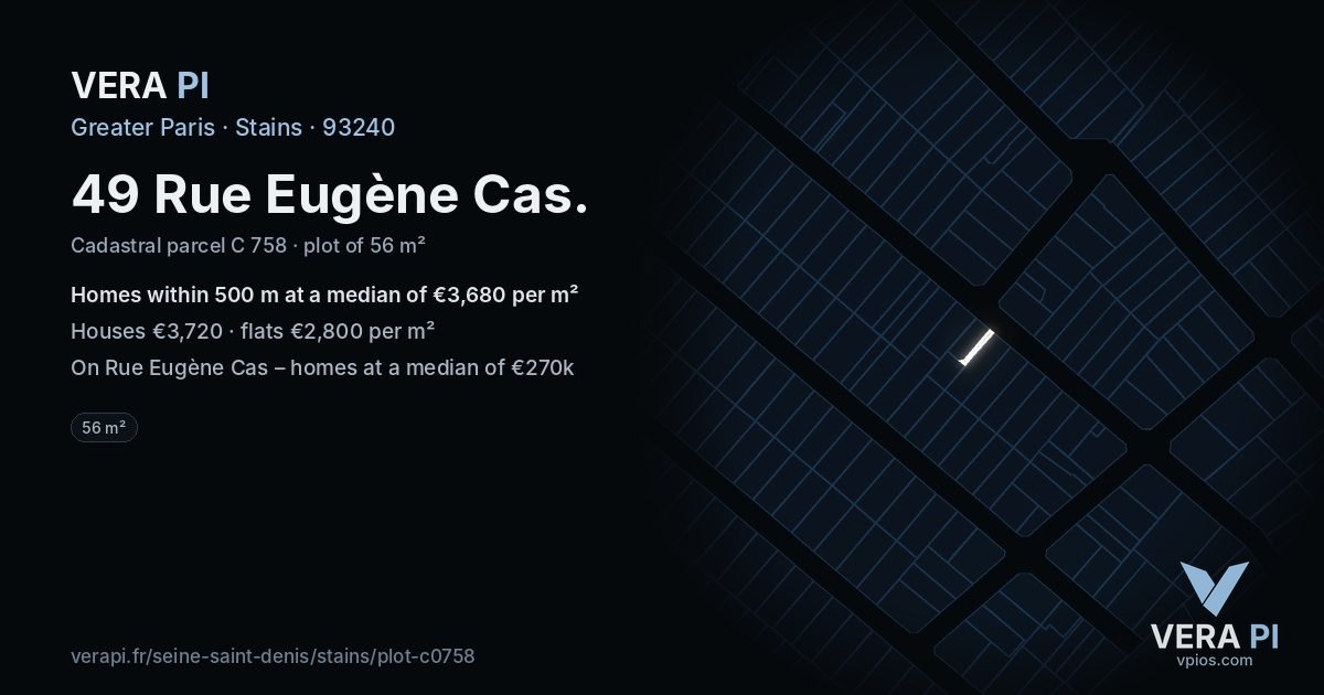 49 Rue Eugène Cas, Stains at night – the plot lit, the parcels around coloured by the prices near them