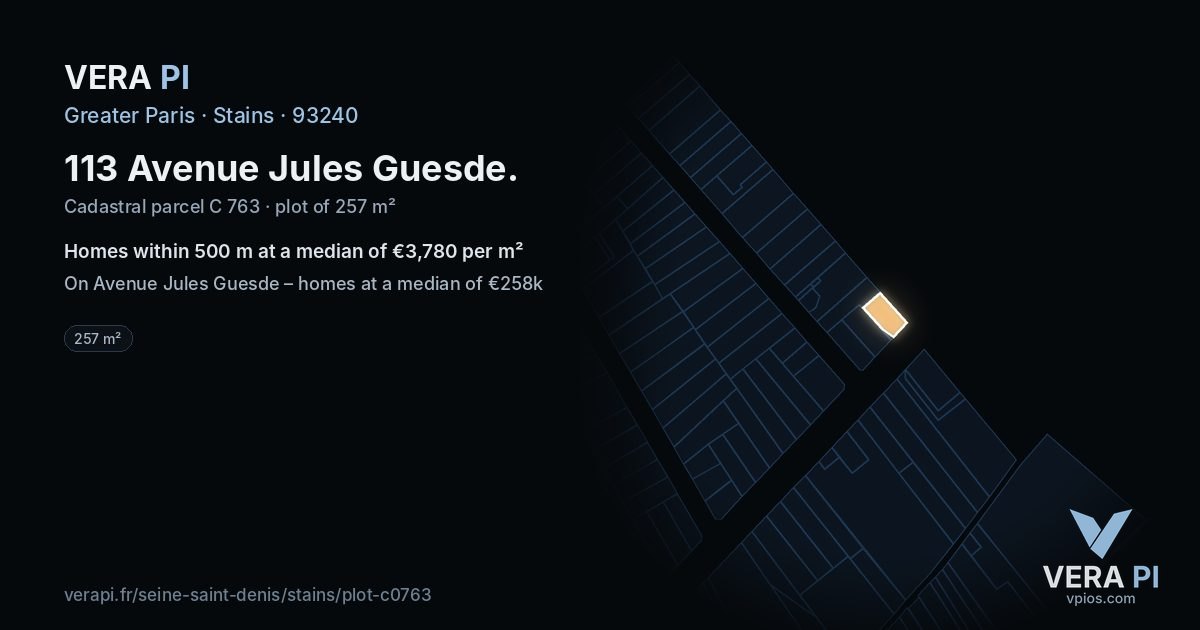 113 Avenue Jules Guesde, Stains at night – the plot lit, the parcels around coloured by the prices near them