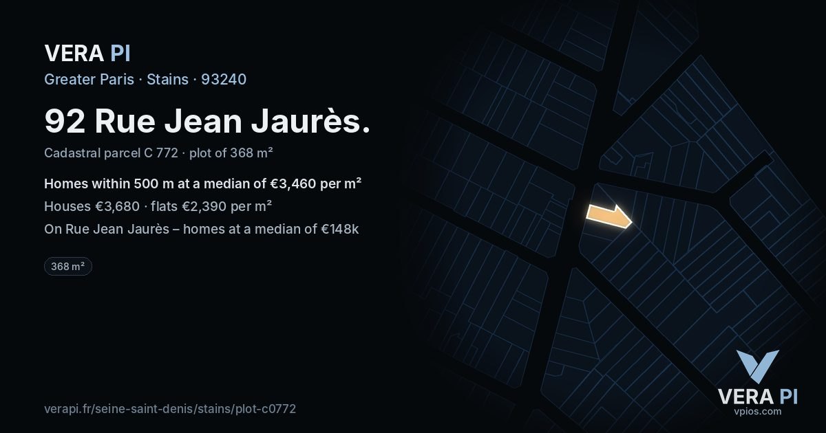 92 Rue Jean Jaurès, Stains at night – the plot lit, the parcels around coloured by the prices near them