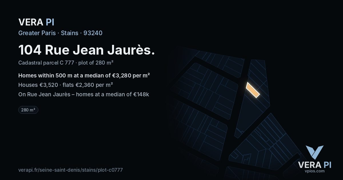 104 Rue Jean Jaurès, Stains at night – the plot lit, the parcels around coloured by the prices near them