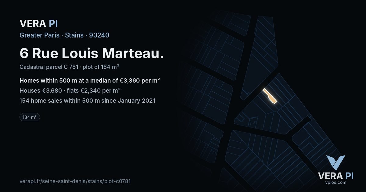 6 Rue Louis Marteau, Stains at night – the plot lit, the parcels around coloured by the prices near them