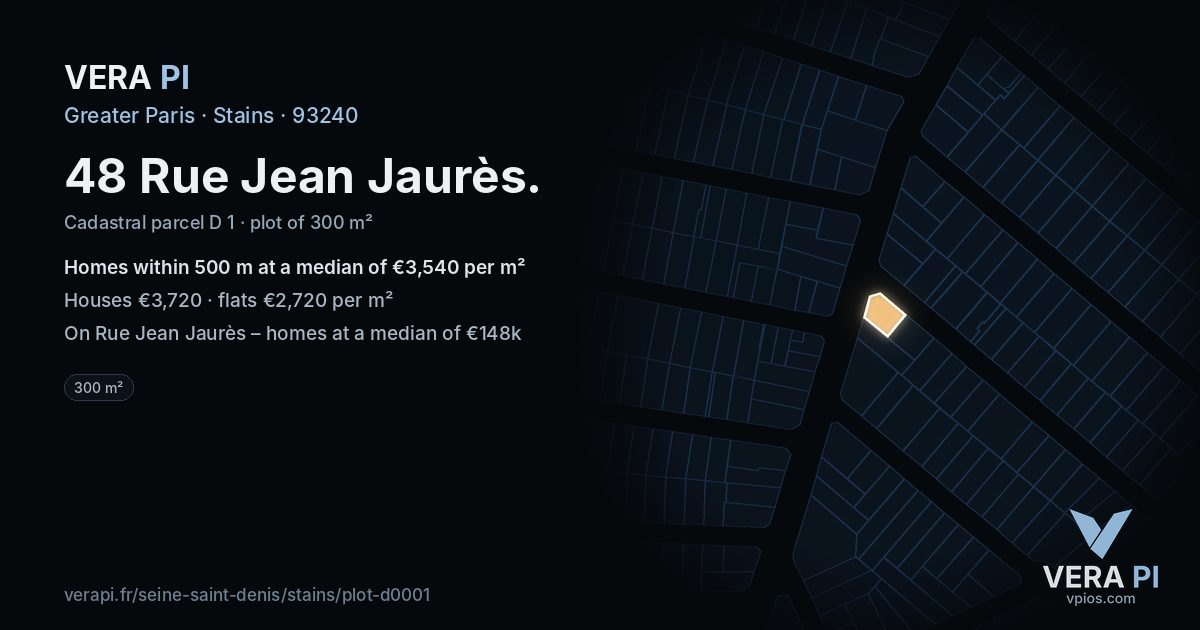 48 Rue Jean Jaurès, Stains at night – the plot lit, the parcels around coloured by the prices near them