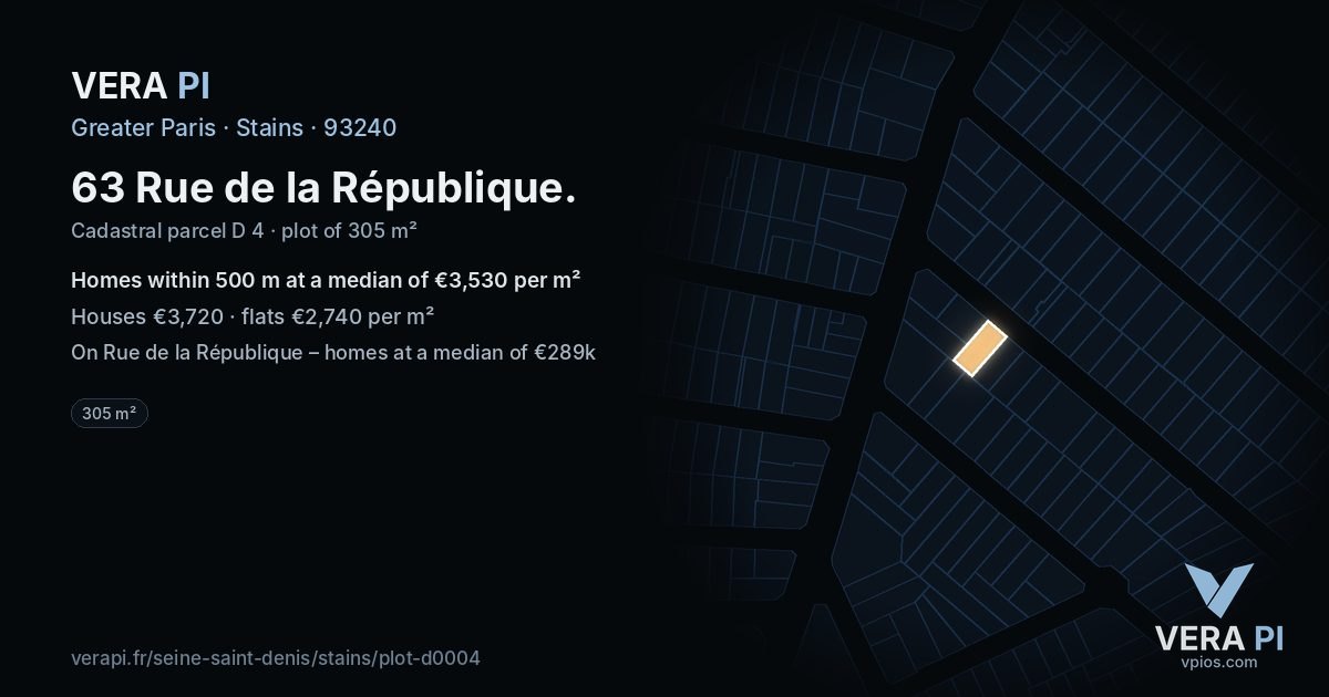 63 Rue de la République, Stains at night – the plot lit, the parcels around coloured by the prices near them