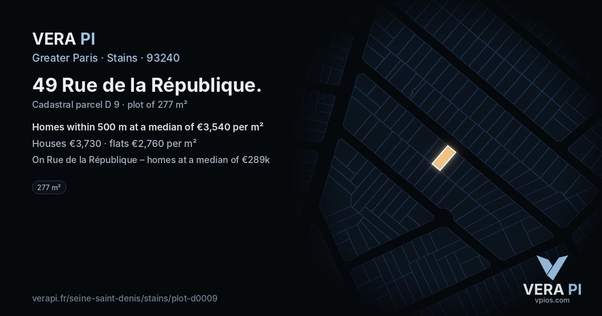 49 Rue de la République, Stains at night – the plot lit, the parcels around coloured by the prices near them