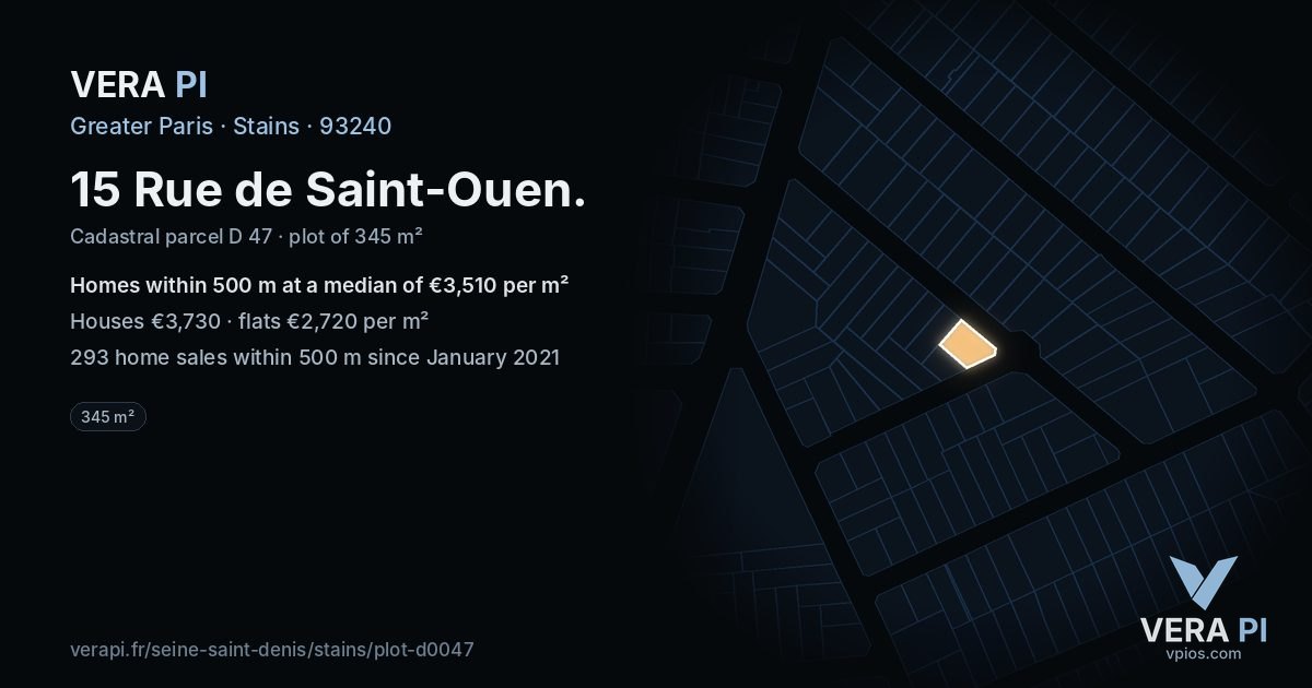 15 Rue de Saint-Ouen, Stains at night – the plot lit, the parcels around coloured by the prices near them