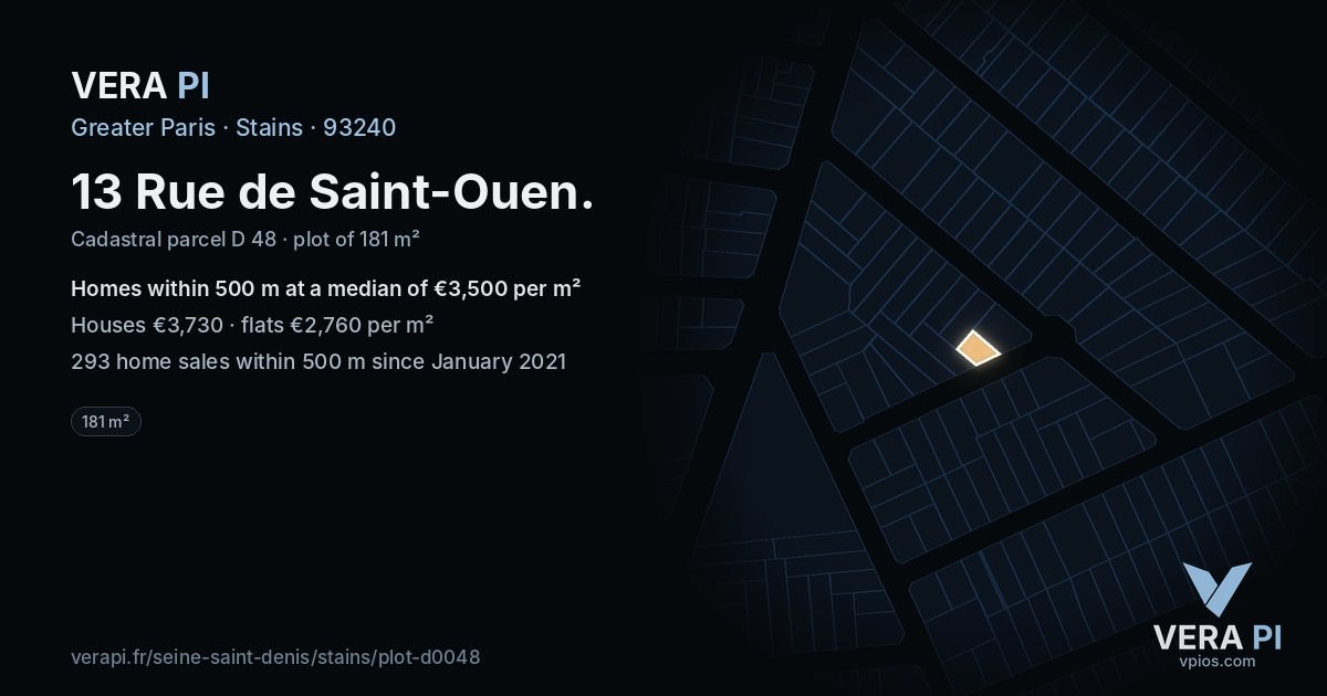 13 Rue de Saint-Ouen, Stains at night – the plot lit, the parcels around coloured by the prices near them