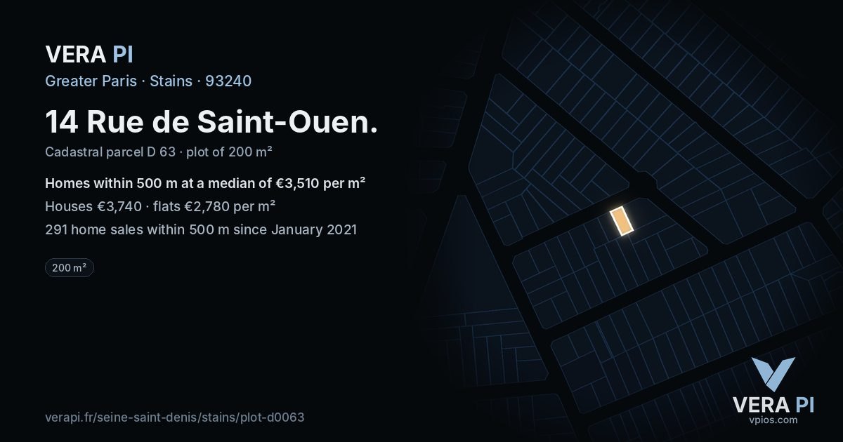 14 Rue de Saint-Ouen, Stains at night – the plot lit, the parcels around coloured by the prices near them