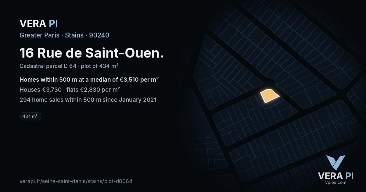 16 Rue de Saint-Ouen, Stains at night – the plot lit, the parcels around coloured by the prices near them