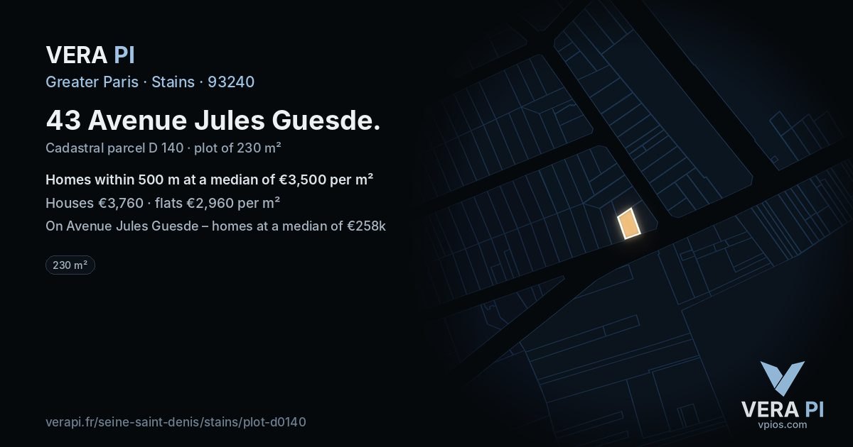 43 Avenue Jules Guesde, Stains at night – the plot lit, the parcels around coloured by the prices near them