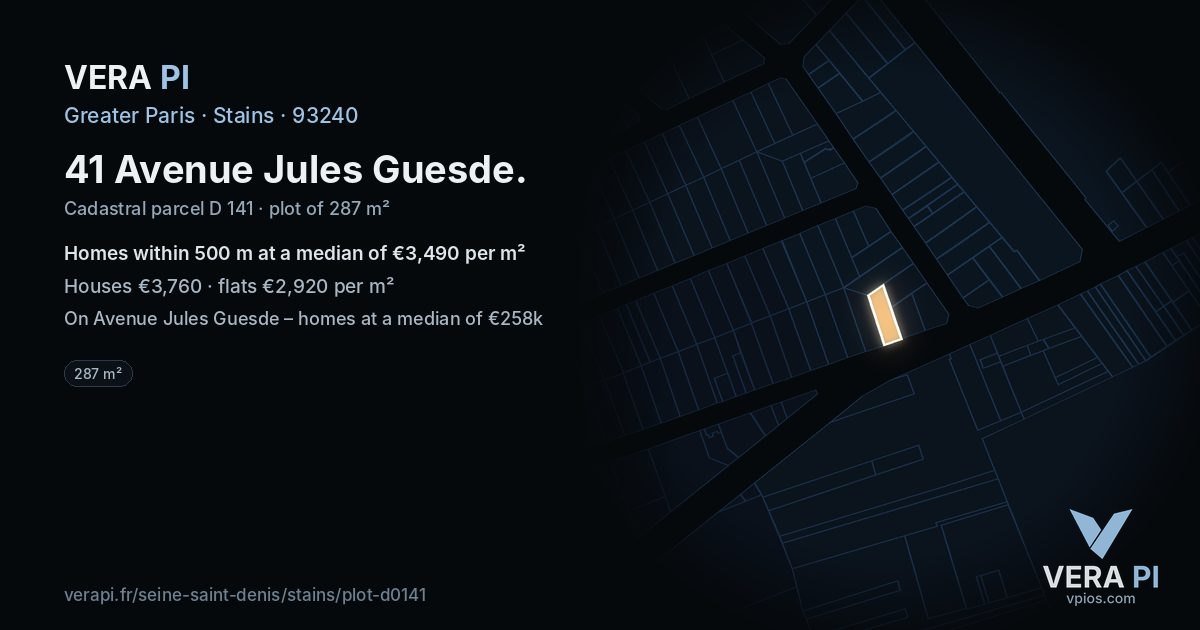 41 Avenue Jules Guesde, Stains at night – the plot lit, the parcels around coloured by the prices near them