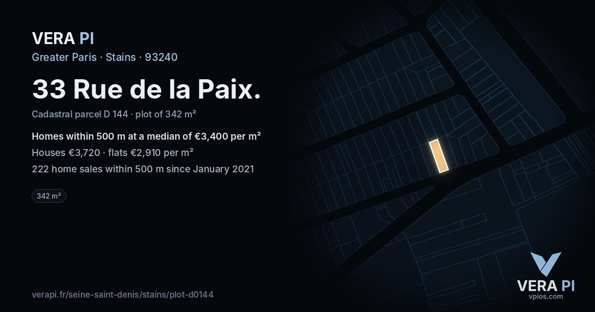 33 Rue de la Paix, Stains at night – the plot lit, the parcels around coloured by the prices near them