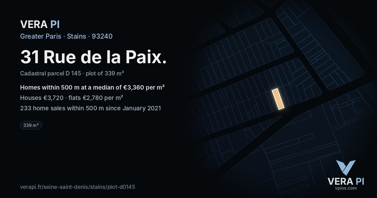31 Rue de la Paix, Stains at night – the plot lit, the parcels around coloured by the prices near them