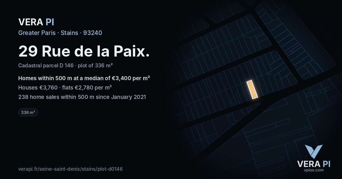 29 Rue de la Paix, Stains at night – the plot lit, the parcels around coloured by the prices near them