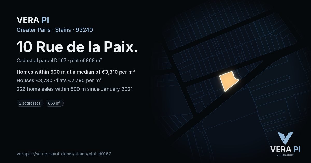 10 Rue de la Paix, Stains at night – the plot lit, the parcels around coloured by the prices near them