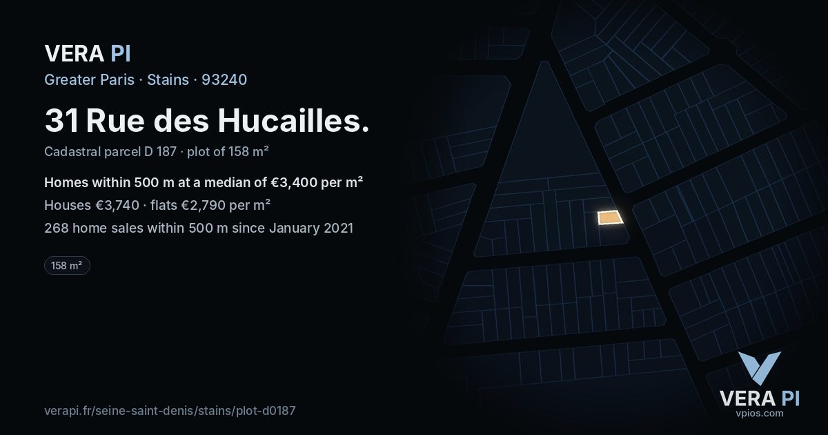 31 Rue des Hucailles, Stains at night – the plot lit, the parcels around coloured by the prices near them