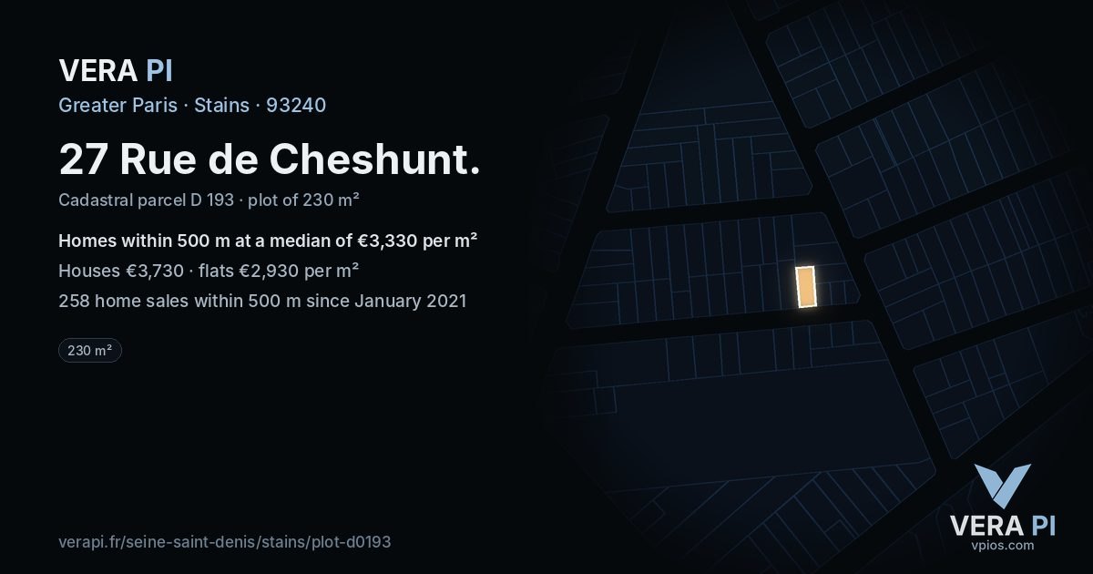 27 Rue de Cheshunt, Stains at night – the plot lit, the parcels around coloured by the prices near them