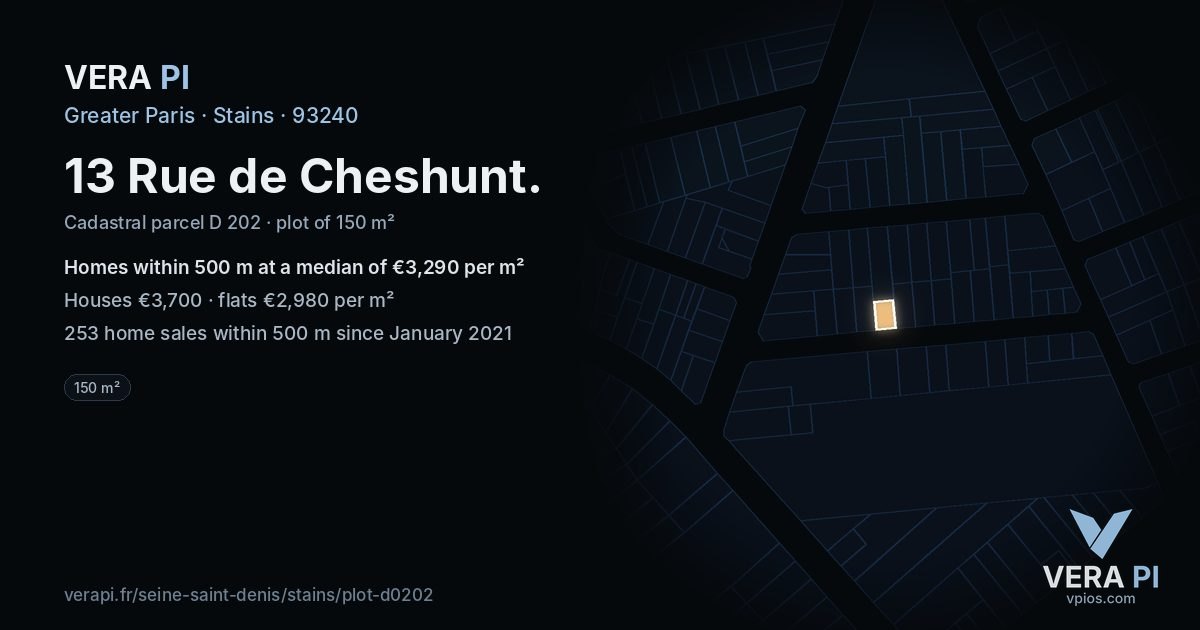 13 Rue de Cheshunt, Stains at night – the plot lit, the parcels around coloured by the prices near them