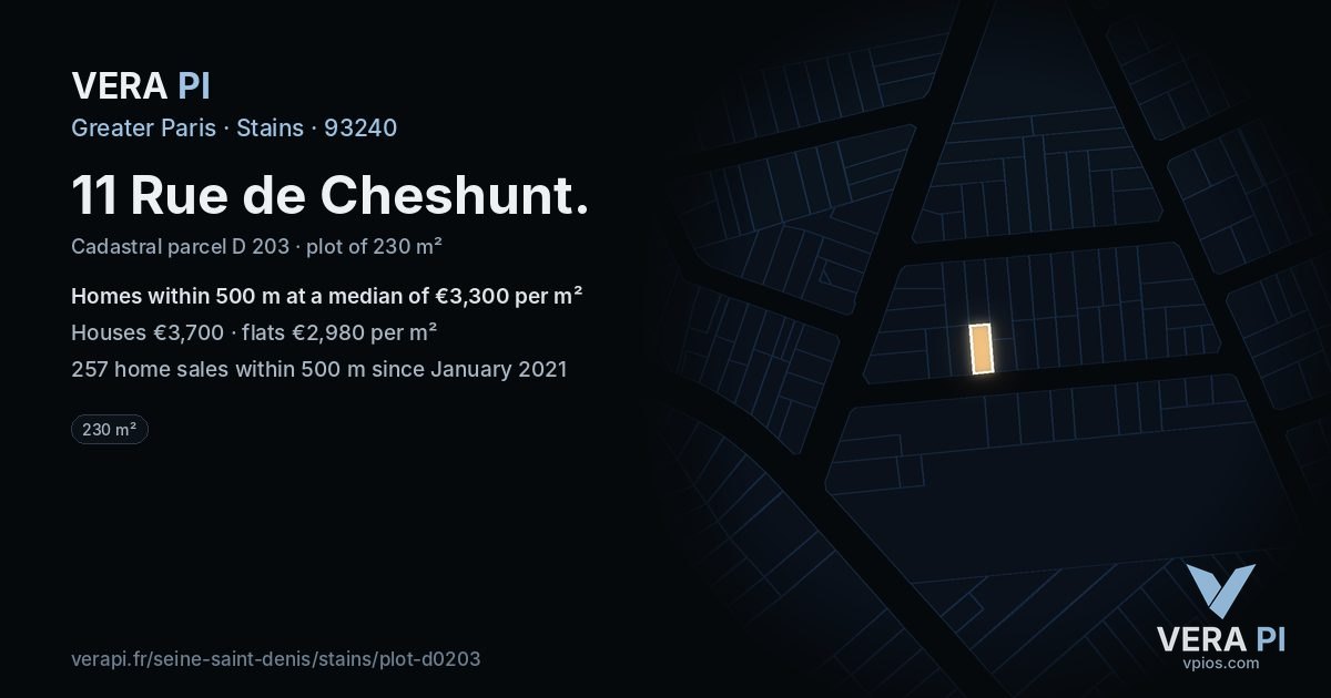 11 Rue de Cheshunt, Stains at night – the plot lit, the parcels around coloured by the prices near them