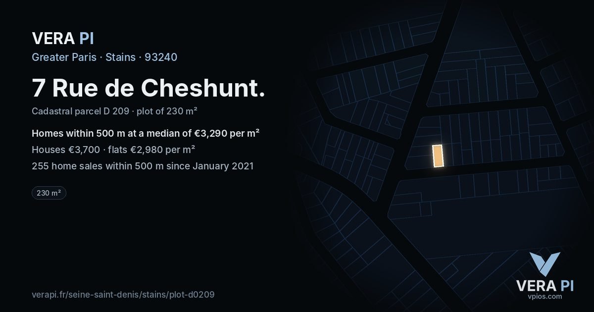 7 Rue de Cheshunt, Stains at night – the plot lit, the parcels around coloured by the prices near them